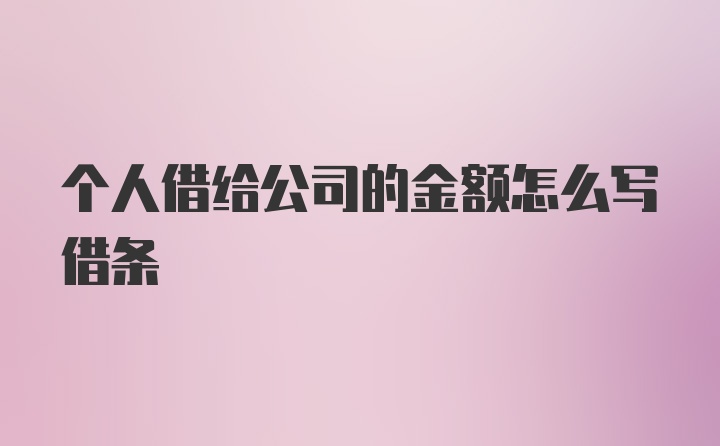 个人借给公司的金额怎么写借条