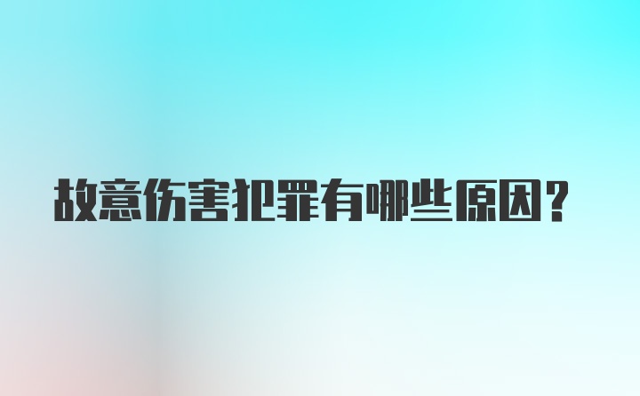 故意伤害犯罪有哪些原因？