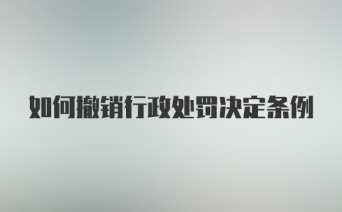 如何撤销行政处罚决定条例