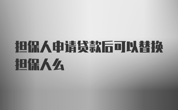 担保人申请贷款后可以替换担保人么