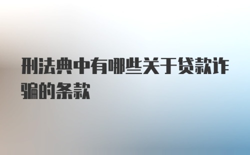 刑法典中有哪些关于贷款诈骗的条款