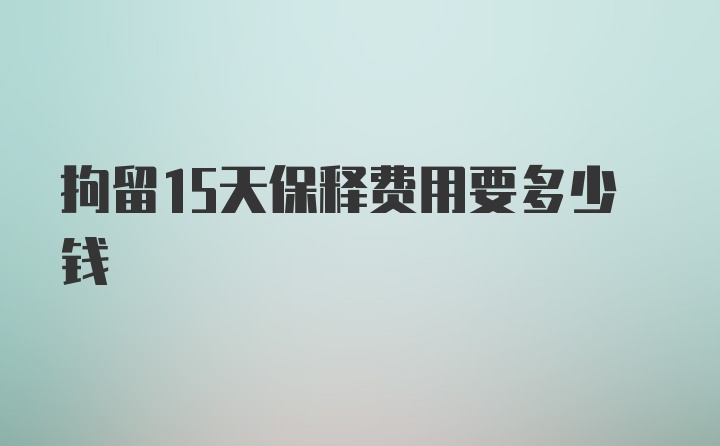 拘留15天保释费用要多少钱