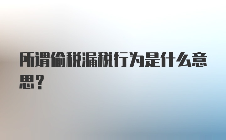 所谓偷税漏税行为是什么意思？