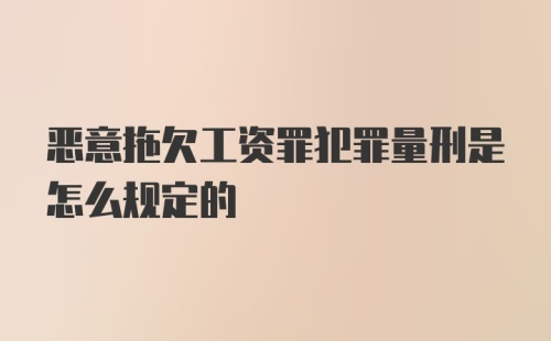 恶意拖欠工资罪犯罪量刑是怎么规定的