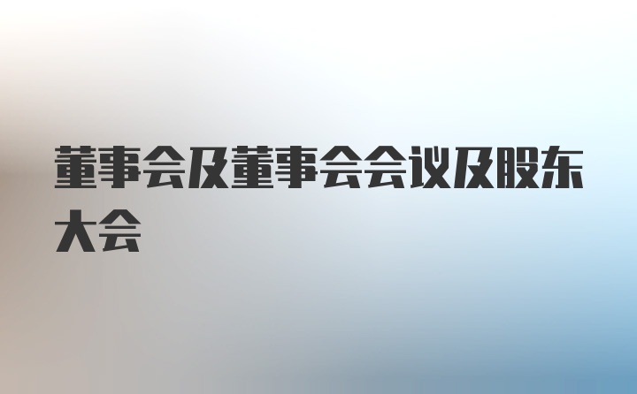 董事会及董事会会议及股东大会