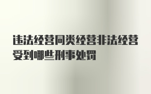 违法经营同类经营非法经营受到哪些刑事处罚