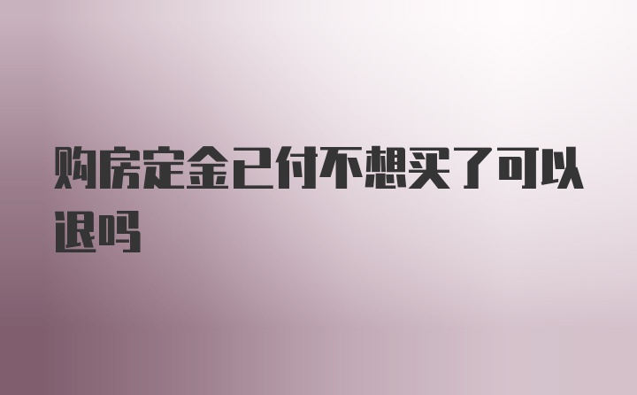 购房定金已付不想买了可以退吗