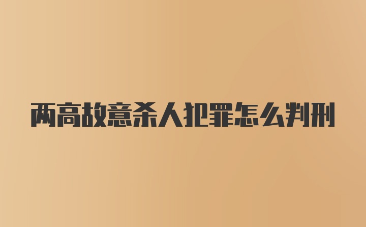 两高故意杀人犯罪怎么判刑