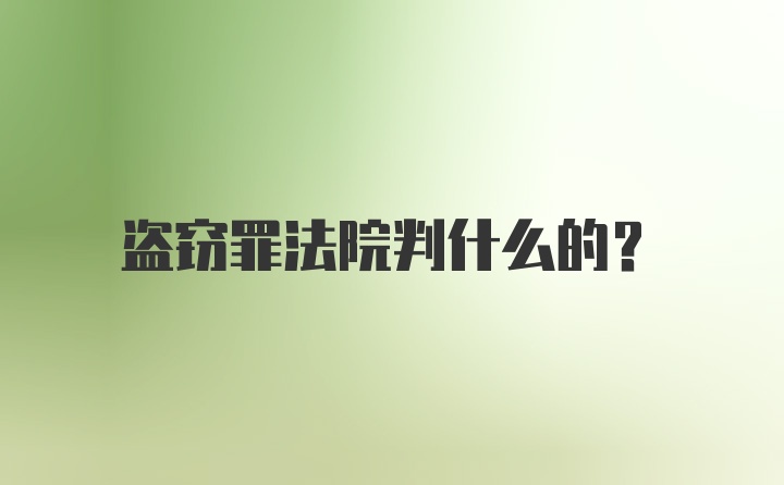 盗窃罪法院判什么的？