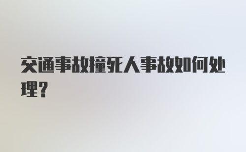 交通事故撞死人事故如何处理？