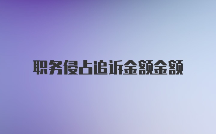 职务侵占追诉金额金额