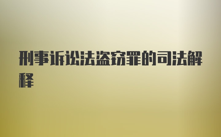 刑事诉讼法盗窃罪的司法解释