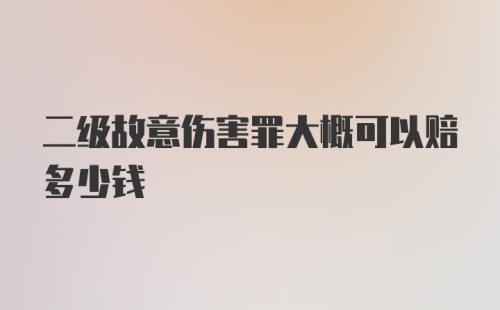 二级故意伤害罪大概可以赔多少钱