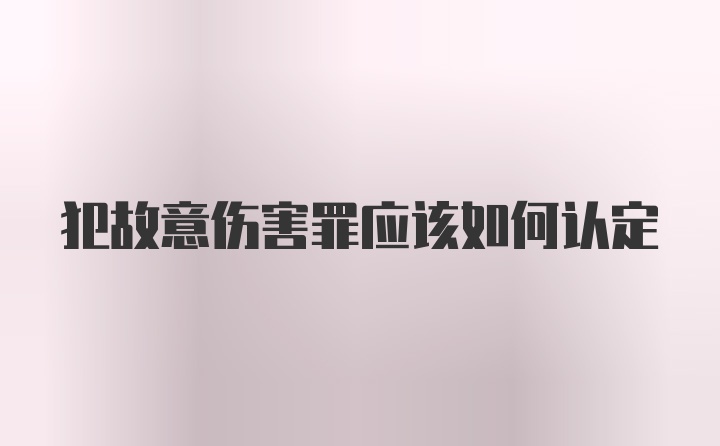 犯故意伤害罪应该如何认定