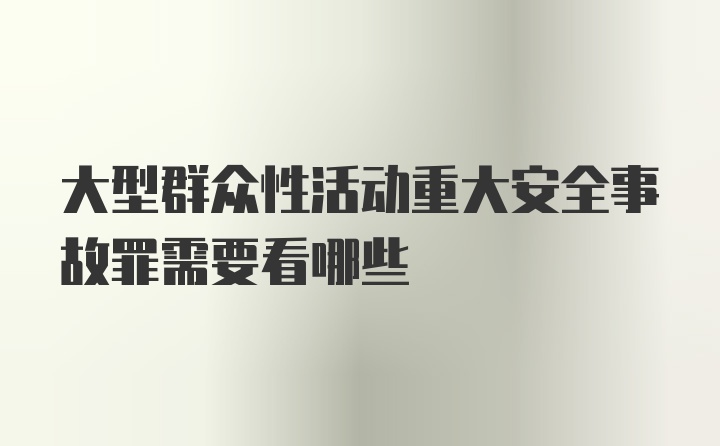 大型群众性活动重大安全事故罪需要看哪些