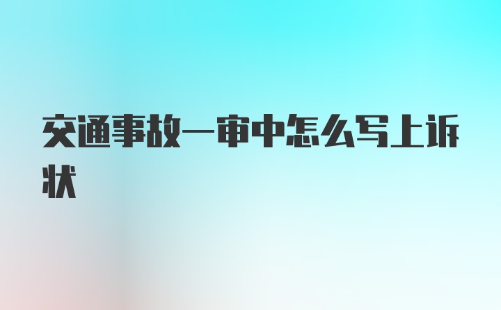 交通事故一审中怎么写上诉状