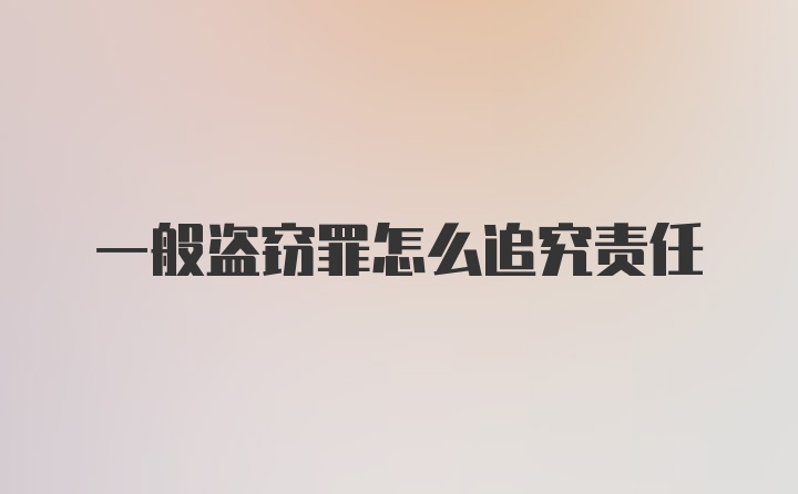 一般盗窃罪怎么追究责任