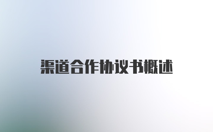 渠道合作协议书概述