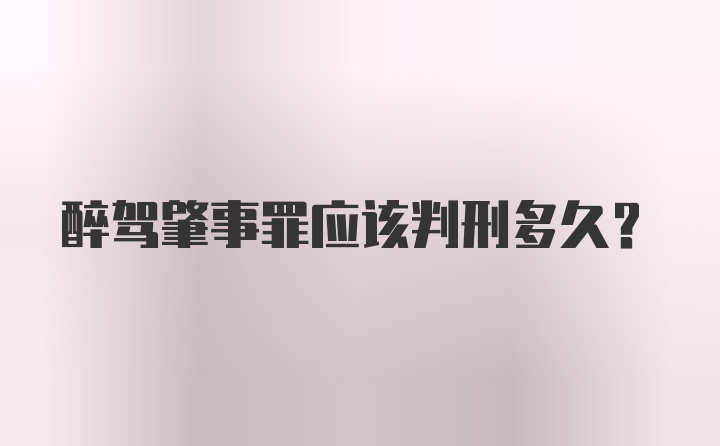 醉驾肇事罪应该判刑多久？