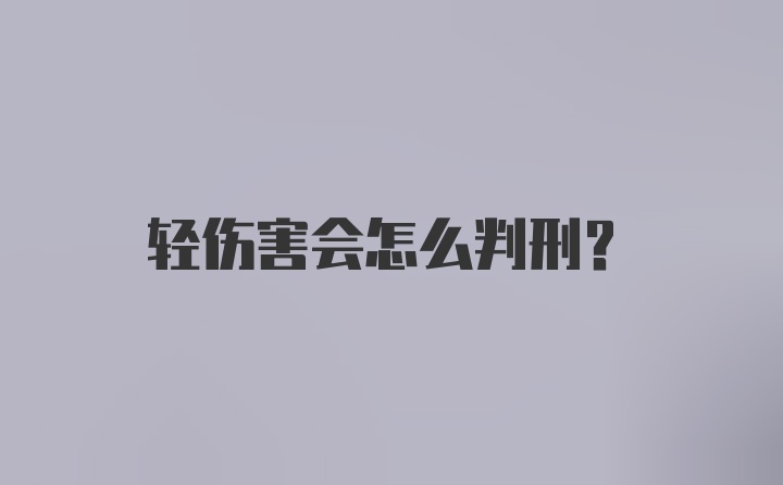 轻伤害会怎么判刑？