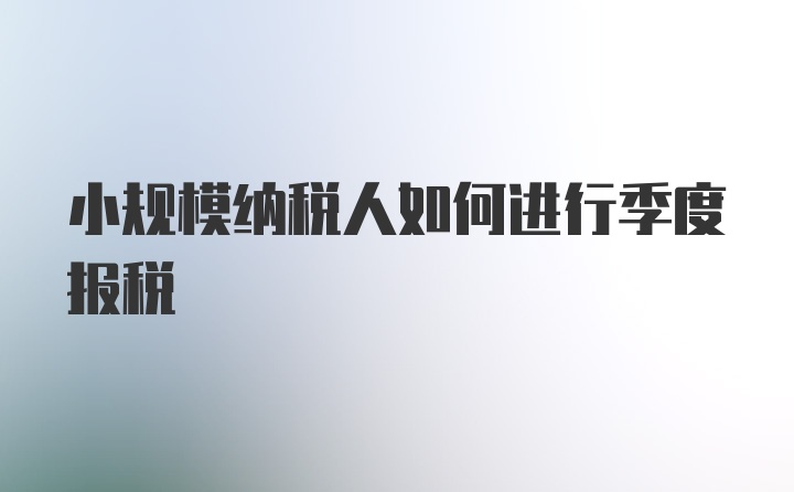 小规模纳税人如何进行季度报税