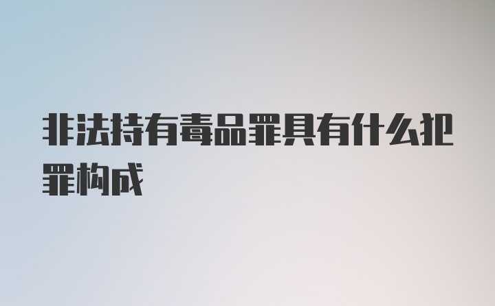 非法持有毒品罪具有什么犯罪构成