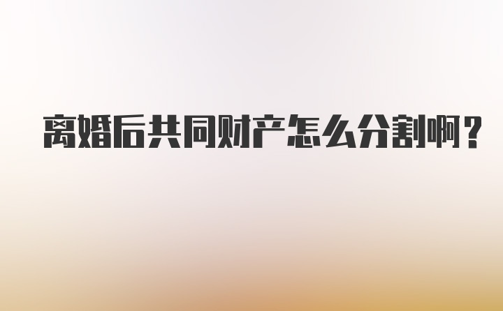 离婚后共同财产怎么分割啊？