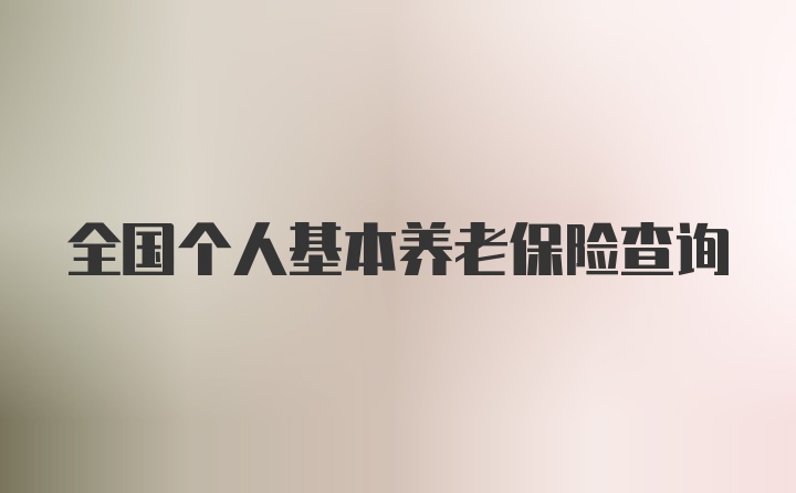 全国个人基本养老保险查询