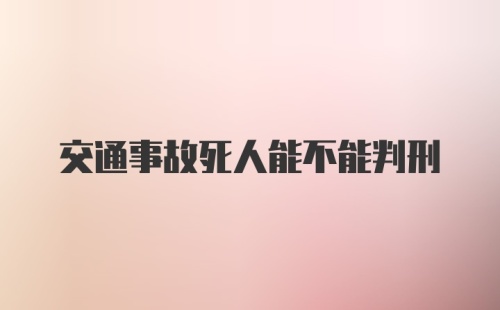 交通事故死人能不能判刑