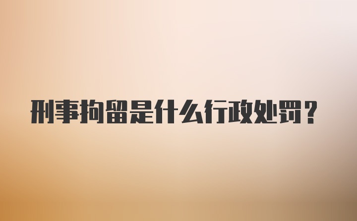 刑事拘留是什么行政处罚?