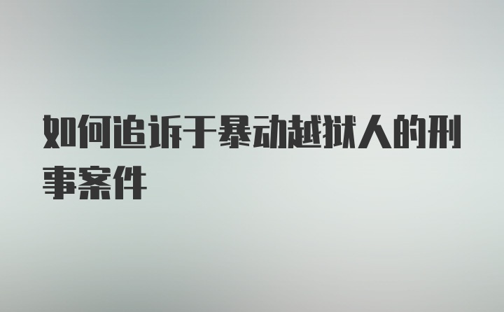 如何追诉于暴动越狱人的刑事案件