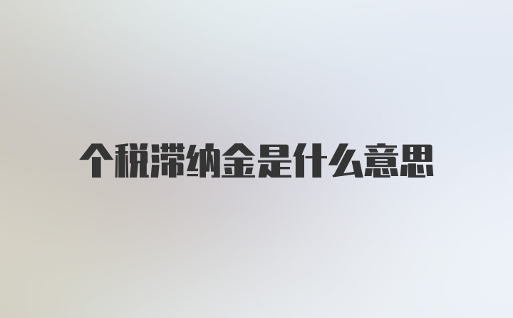 个税滞纳金是什么意思