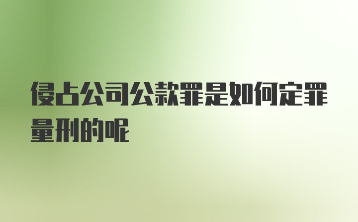 侵占公司公款罪是如何定罪量刑的呢