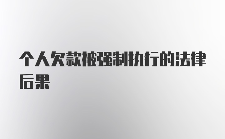 个人欠款被强制执行的法律后果