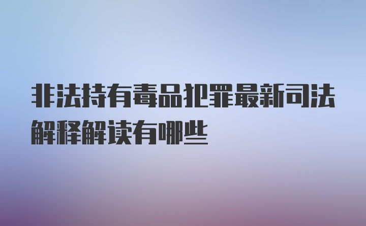 非法持有毒品犯罪最新司法解释解读有哪些