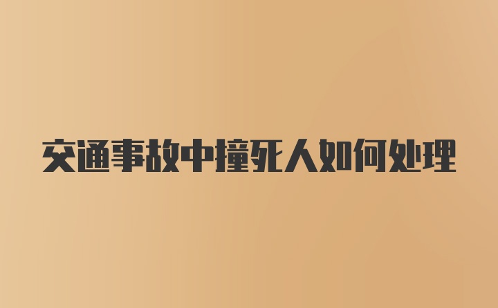 交通事故中撞死人如何处理