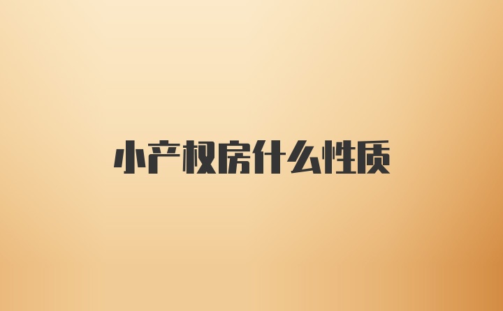 小产权房什么性质