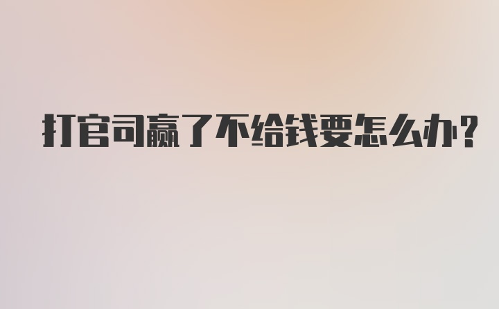 打官司赢了不给钱要怎么办？