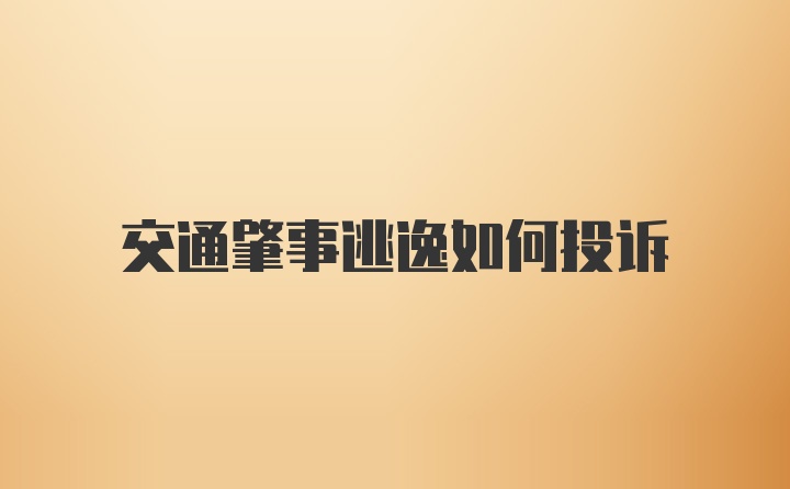 交通肇事逃逸如何投诉