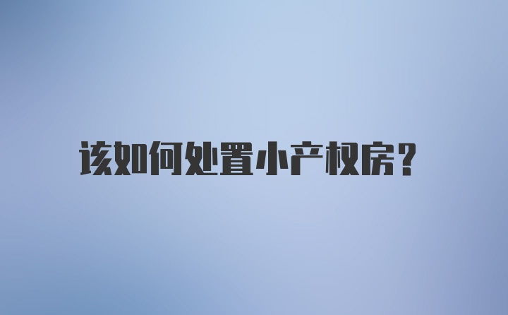 该如何处置小产权房？