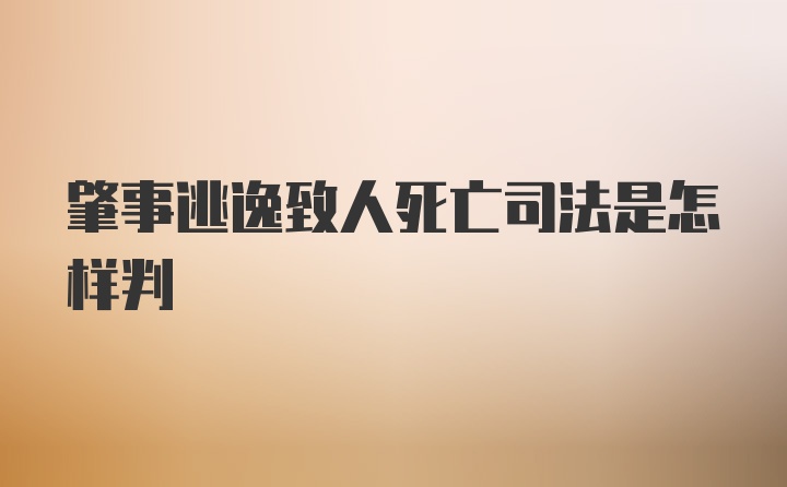 肇事逃逸致人死亡司法是怎样判