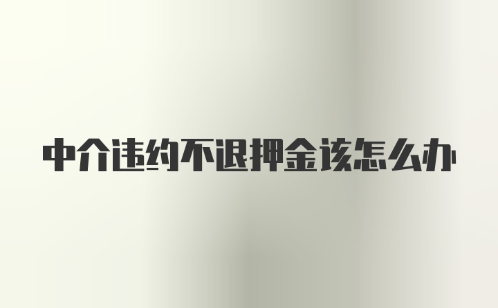 中介违约不退押金该怎么办