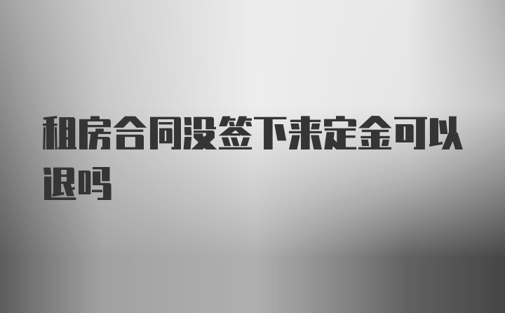 租房合同没签下来定金可以退吗