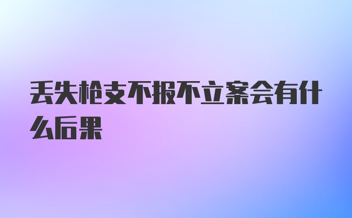 丢失枪支不报不立案会有什么后果