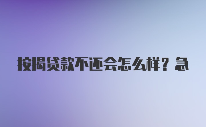 按揭贷款不还会怎么样？急