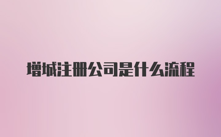 增城注册公司是什么流程