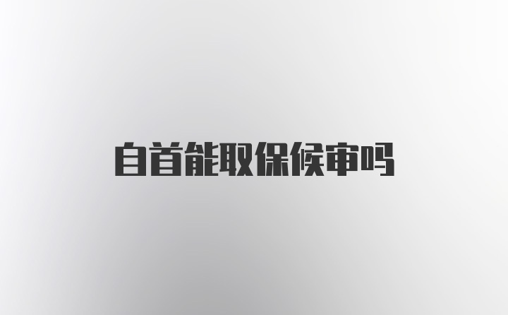 自首能取保候审吗