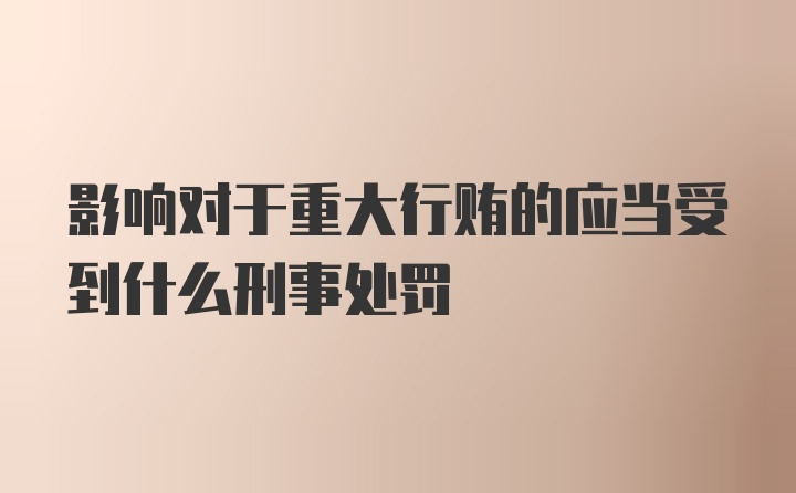 影响对于重大行贿的应当受到什么刑事处罚