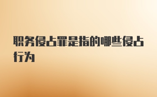 职务侵占罪是指的哪些侵占行为