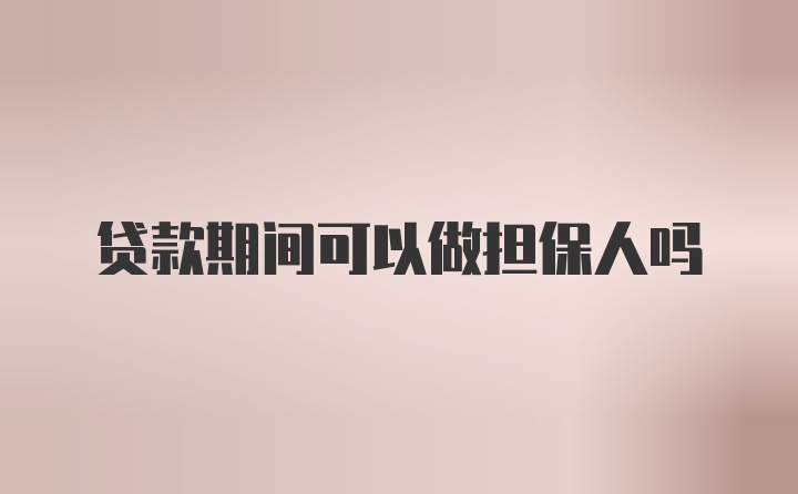 贷款期间可以做担保人吗